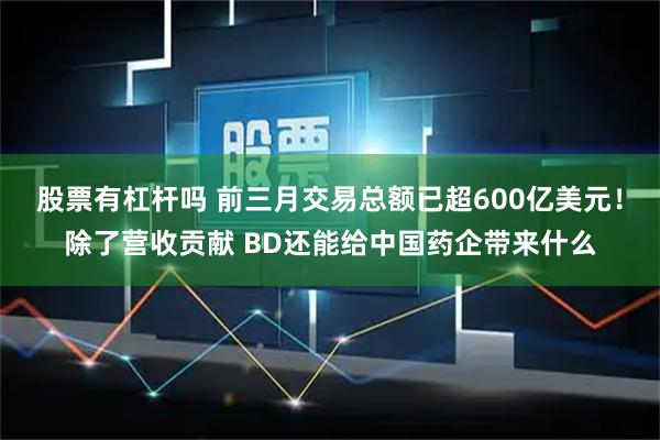 股票有杠杆吗 前三月交易总额已超600亿美元！除了营收贡献 BD还能给中国药企带来什么